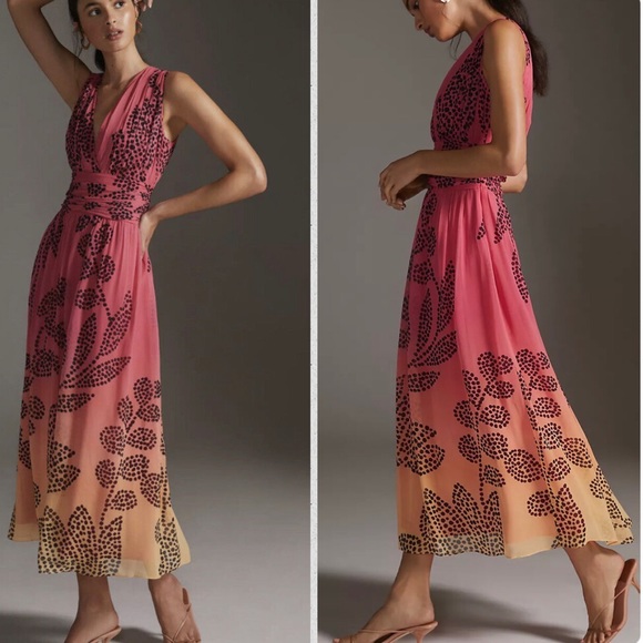 Anthropologie Dresses & Skirts - Anthropologie Verb by Pallavi Singhee V-Neck Ombre Maxi Dress, Sz L
